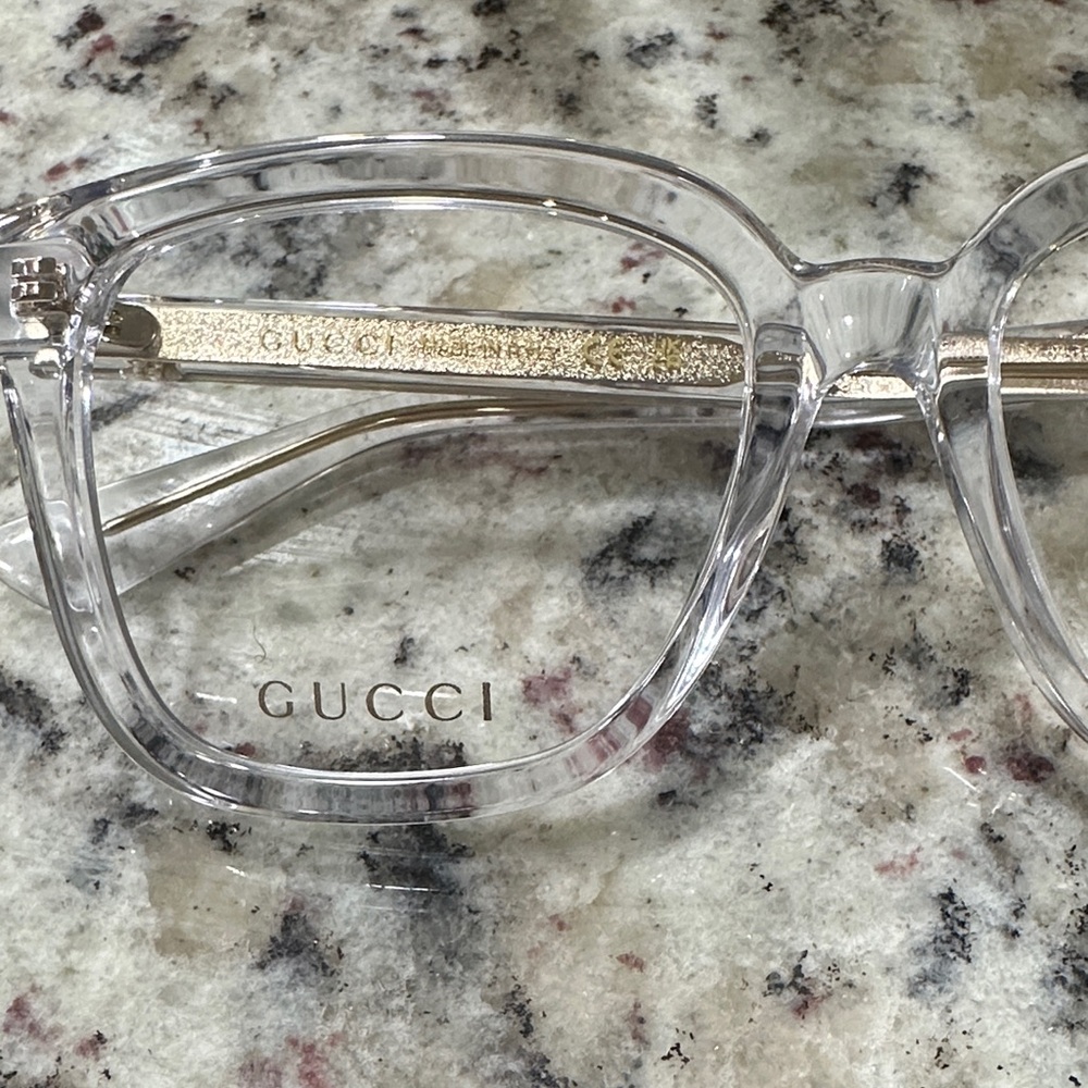 Gucci Clear Frames with Gold Detail - Picture 3 of 9